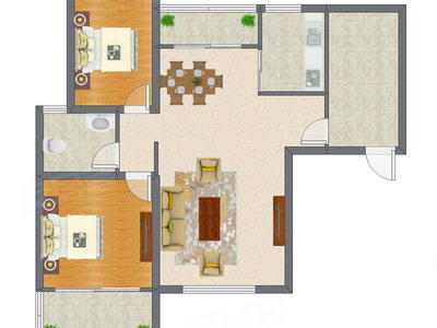 2室2厅 94.74平米