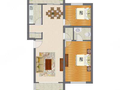 2室2厅 108.62平米户型图