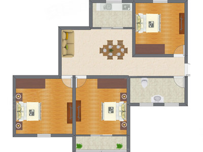 3室1厅 87.67平米