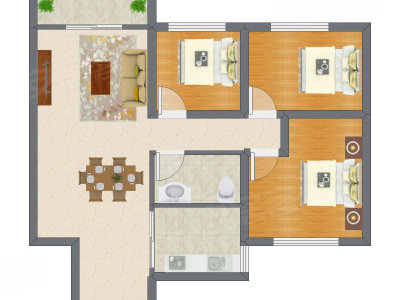 3室2厅 68.74平米