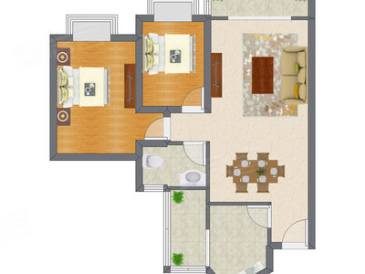 2室2厅 94.62平米