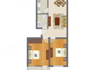 2室2厅 83.49平米