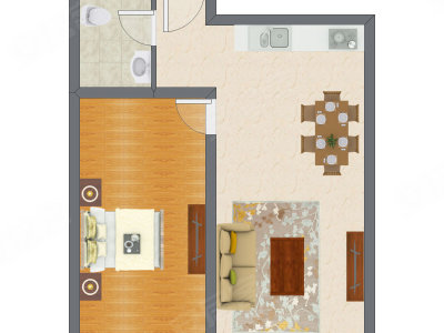 1室1厅 74.24平米户型图