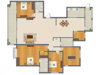 4室2厅 252.00平米户型图