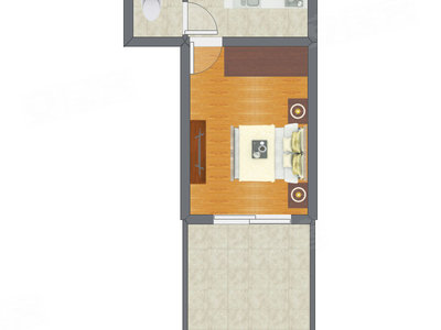 1室0厅 26.60平米户型图