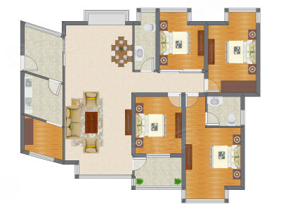 4室2厅 192.00平米户型图