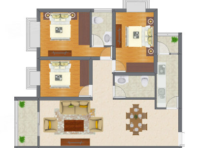2室2厅 78.15平米户型图