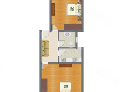 2室1厅 77.96平米户型图