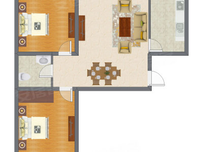 2室2厅 72.00平米户型图