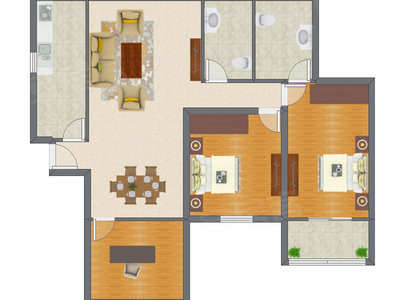 3室2厅 98.01平米