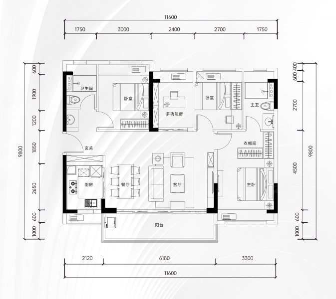 金地名著4室2厅2卫118㎡南242万