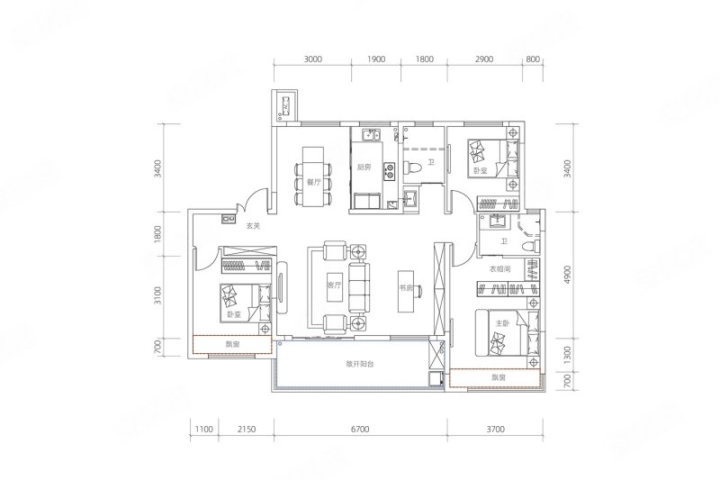 拓基鼎元府3室2厅2卫135㎡南北203万