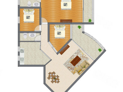 3室2厅 148.55平米户型图
