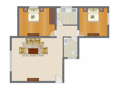 2室1厅 85.76平米户型图