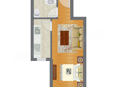 1室0厅 23.79平米户型图