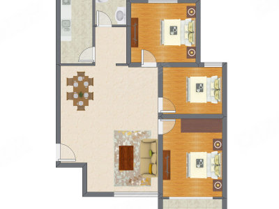3室2厅 101.27平米户型图