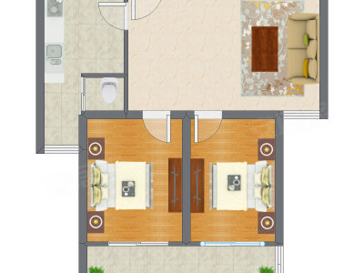 2室1厅 78.16平米户型图