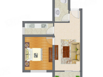 1室1厅 59.64平米户型图