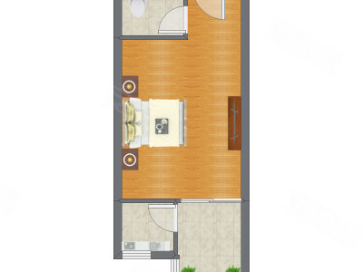 1室0厅 41.95平米户型图