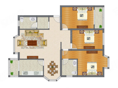 3室2厅 125.44平米户型图