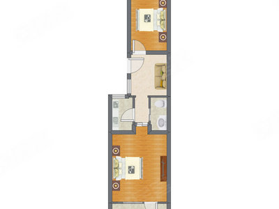 2室1厅 57.00平米