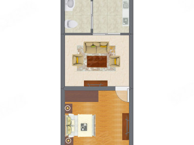 1室1厅 54.28平米户型图