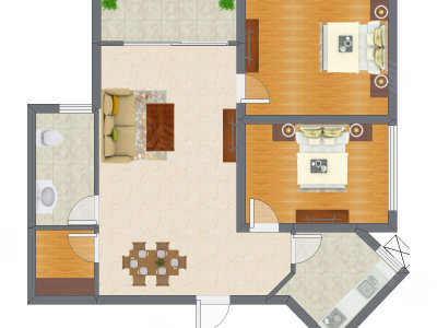 2室2厅 78.37平米户型图