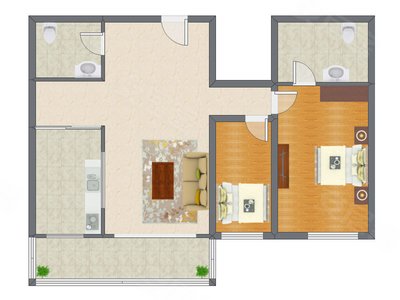 2室1厅 119.00平米