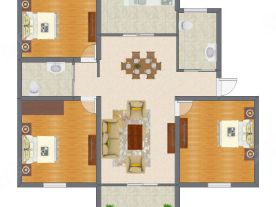 3室2厅 136.41平米户型图