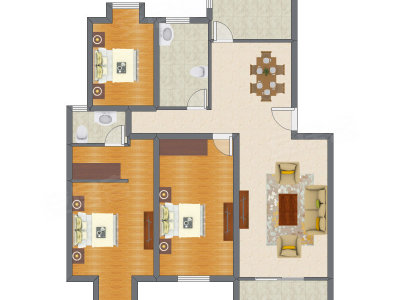 3室2厅 133.86平米户型图