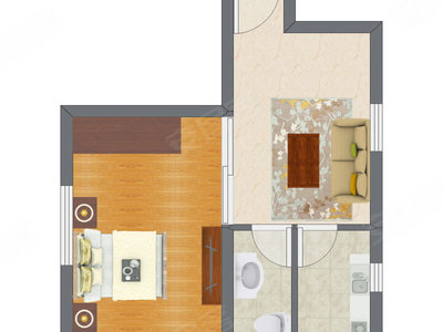 1室1厅 53.30平米户型图