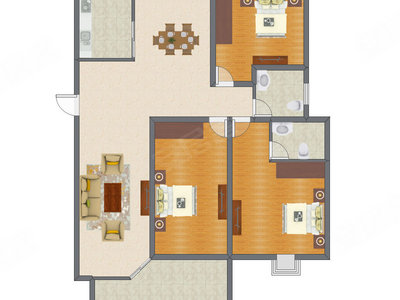 3室1厅 131.79平米