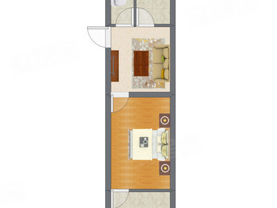 1室1厅 25.31平米户型图