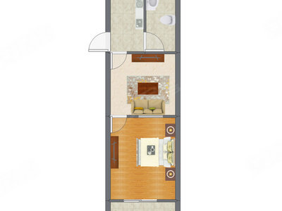 1室1厅 43.00平米户型图