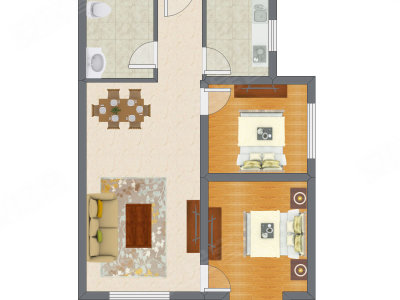 2室2厅 86.45平米户型图