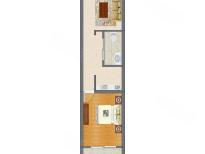 1室1厅 52.88平米户型图