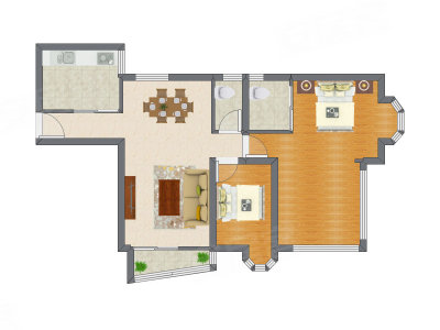 2室2厅 86.11平米户型图