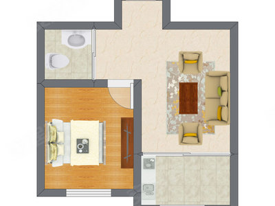 1室1厅 43.53平米