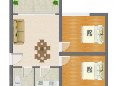 2室2厅 49.00平米户型图