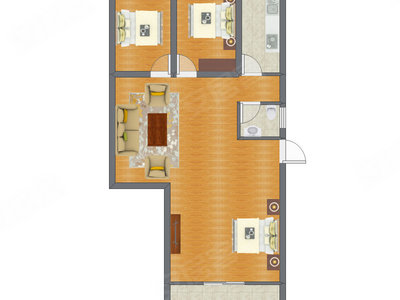 3室1厅 75.31平米