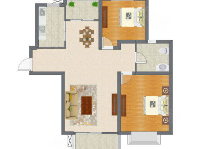 2室2厅 112.00平米户型图