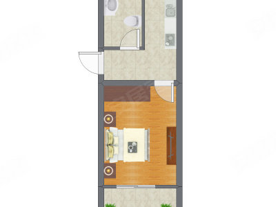1室0厅 34.37平米户型图