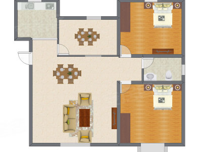 2室2厅 104.64平米户型图