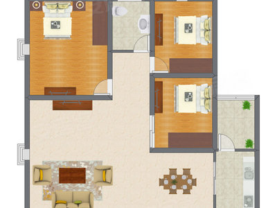 3室1厅 84.60平米