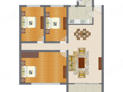 3室1厅 130.00平米户型图