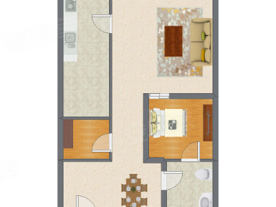 1室2厅 90.60平米户型图