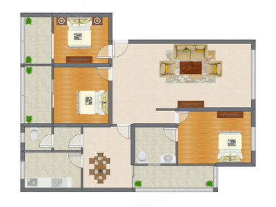 3室2厅 140.60平米