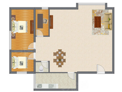 3室2厅 91.10平米户型图