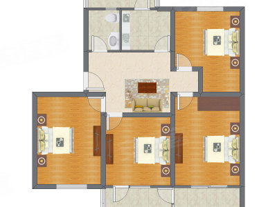 4室1厅 133.98平米