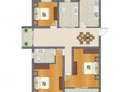 3室1厅 80.86平米